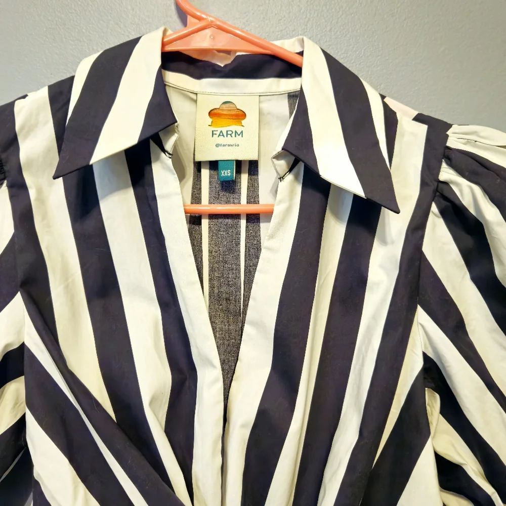 FARM Rio Black and Cream Striped Mini Dress - Picture 4 of 10